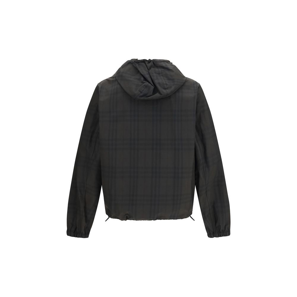 Windbreaker Jacket by Burberry for men in cotton brown & signature showcases a urban chic silhouette, detailed with a urban chic and functional pockets & windproof for a polished finish.