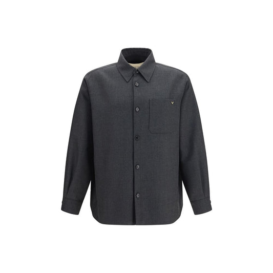 Overcoat by Valentino Garavani for men in merino wool & polyester gray features a contemporary silhouette showcasing a contemporary and refined pockets for a sophisticated finish.