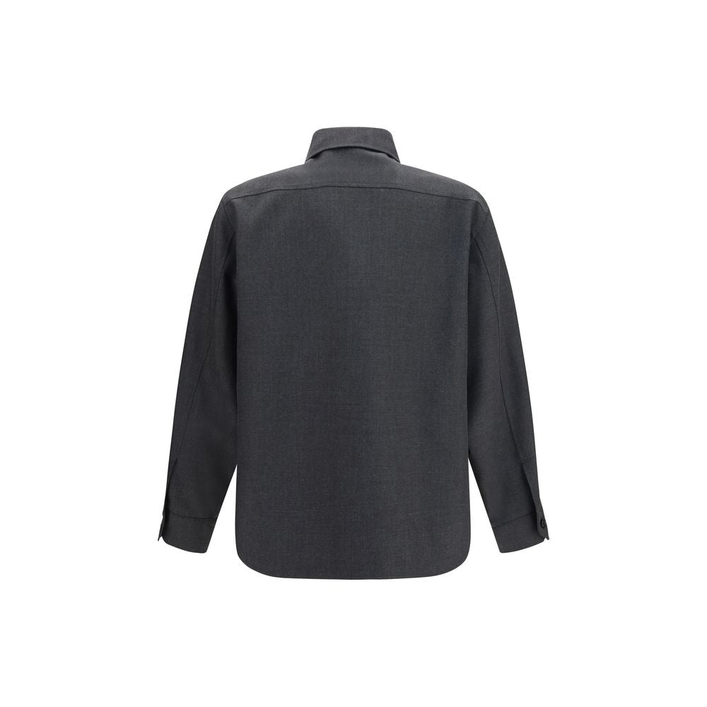 Overcoat by Valentino Garavani for men in merino wool & polyester gray features an satoral silhouette, showcasing a sophisticated and satoral pockets for a premium, timeless look.