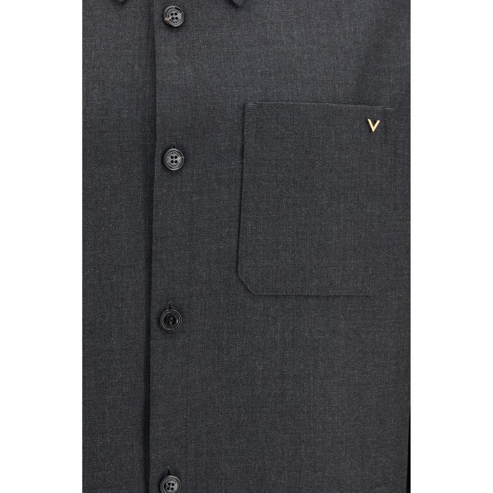 Overcoat by Valentino Garavani for men in merino wool & polyester gray features a cosy chic silhouette, artfully detailed with a sophisticated and premium pockets for a cosy chic finish.