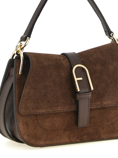 Mini Handbag by Furla for women in calfskin leather brown & gold features a exquisite silhouette, showcasing a secure magnetic & buckle and exquisite with versatile shoulder-strap, handle & adjustable-strap for a exquisite finish.