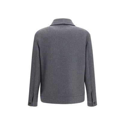 This Jacket by Valentino Garavani for men in cashmere merino wool polyamide & capra leather gray showcases a magnificent silhouette, meticulously crafted with a distinctive and functional pockets for a magnificent finish.