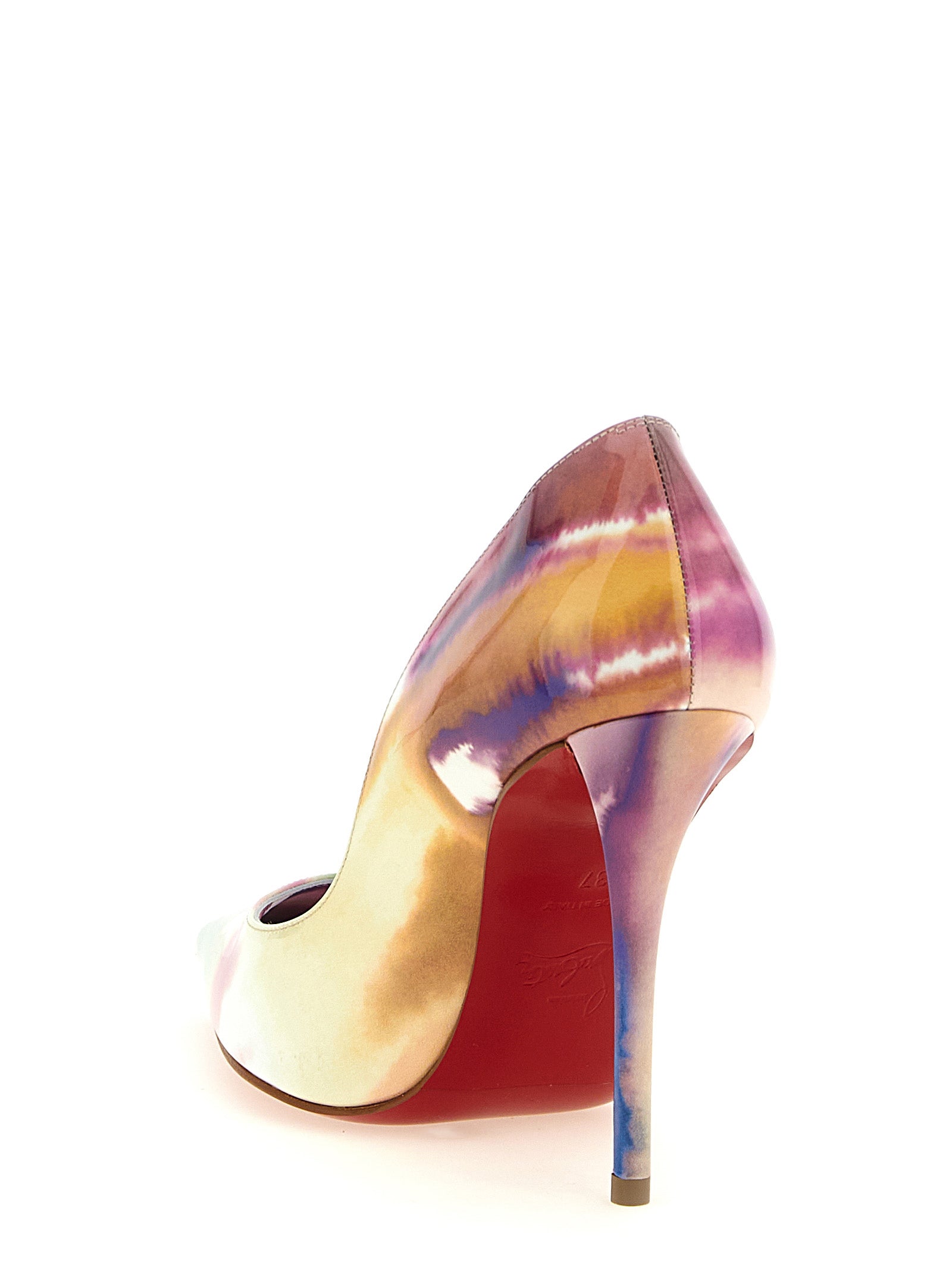 High-Heel Stiletto Pumps Heels by Christian Louboutin for women in calfskin leather multicolor, red & tie-dye features an effortlessly chic silhouette from the Women's Calfskin Leather High-Heel Stiletto Pumps Heels collection, showcasing a stiletto high-heel and effortlessly chic for a effortlessly chic look.