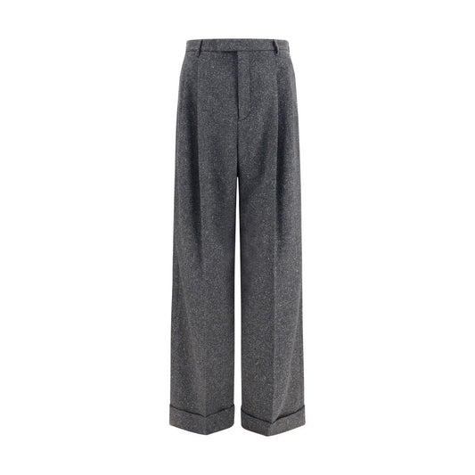 Pants by Valentino Garavani for men in merino wool polyamide silk & viscose gray features a stylish silhouette with a stylish straight, wide & oversized, long, and .