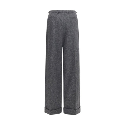 Pants by Valentino Garavani for men in merino wool polyamide silk & viscose gray features a sleek silhouette with a sleek straight, wide & oversized, a refined long, and a sophisticated finish.