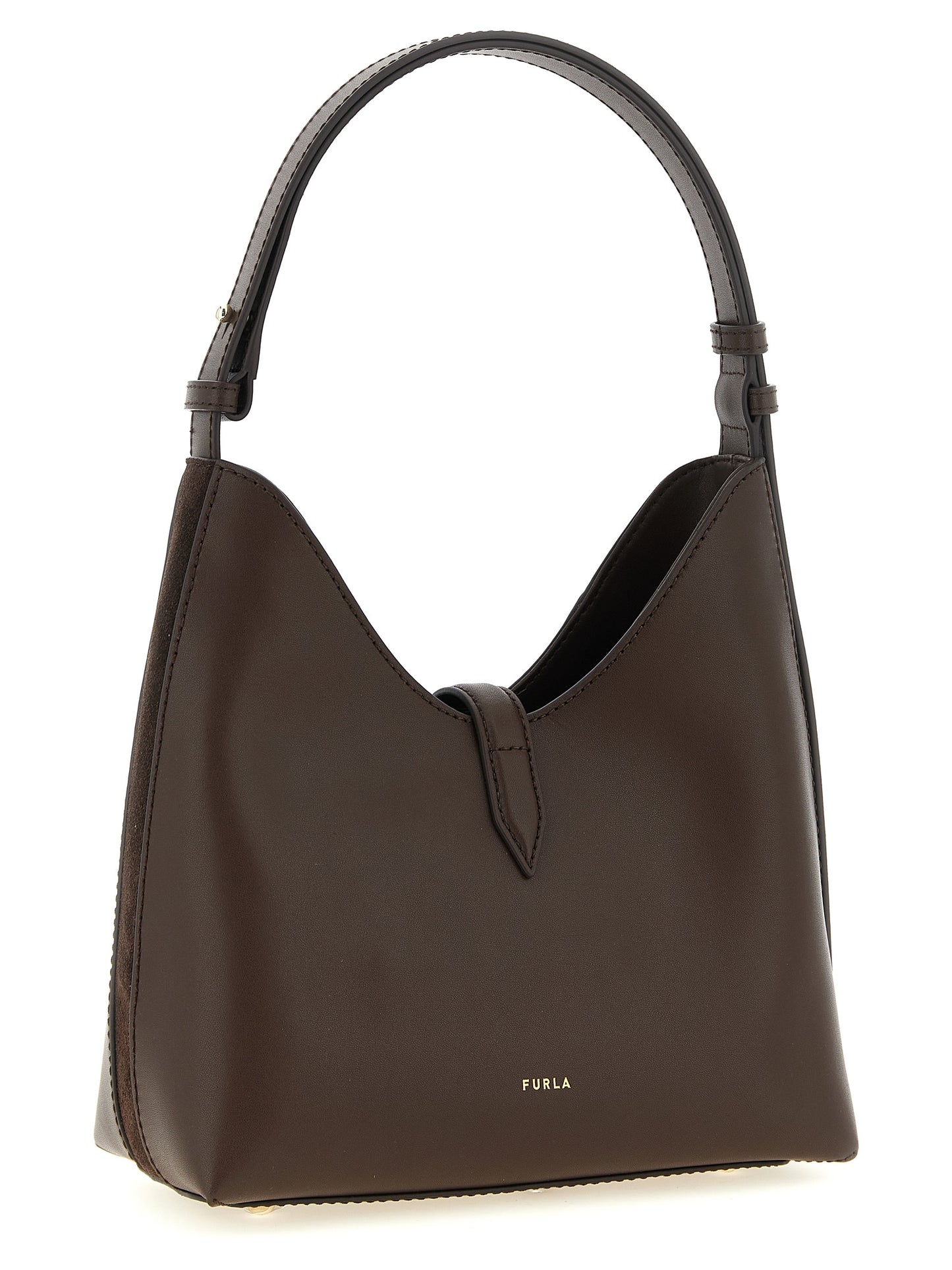 Shoulder Bag by Furla for women in calfskin leather brown & gold features a effortless chic silhouette with a secure , ample , and versatile shoulder-strap, adjustable-strap & handle for a effortless chic finish.