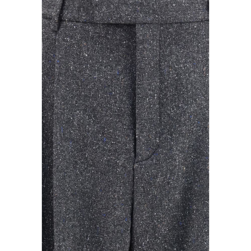 Pants by Valentino Garavani for men in merino wool polyamide silk & viscose gray features an understated silhouette, showcasing a sophisticated straight, wide & oversized and long with a refined for an understated, polished aesthetic.