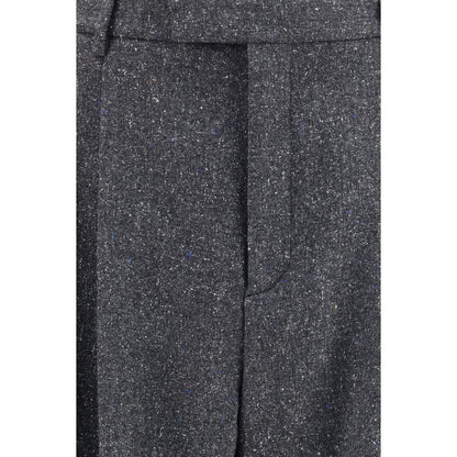 Pants by Valentino Garavani for men in merino wool polyamide silk & viscose gray features an understated silhouette, showcasing a sophisticated straight, wide & oversized and long with a refined for an understated, polished aesthetic.