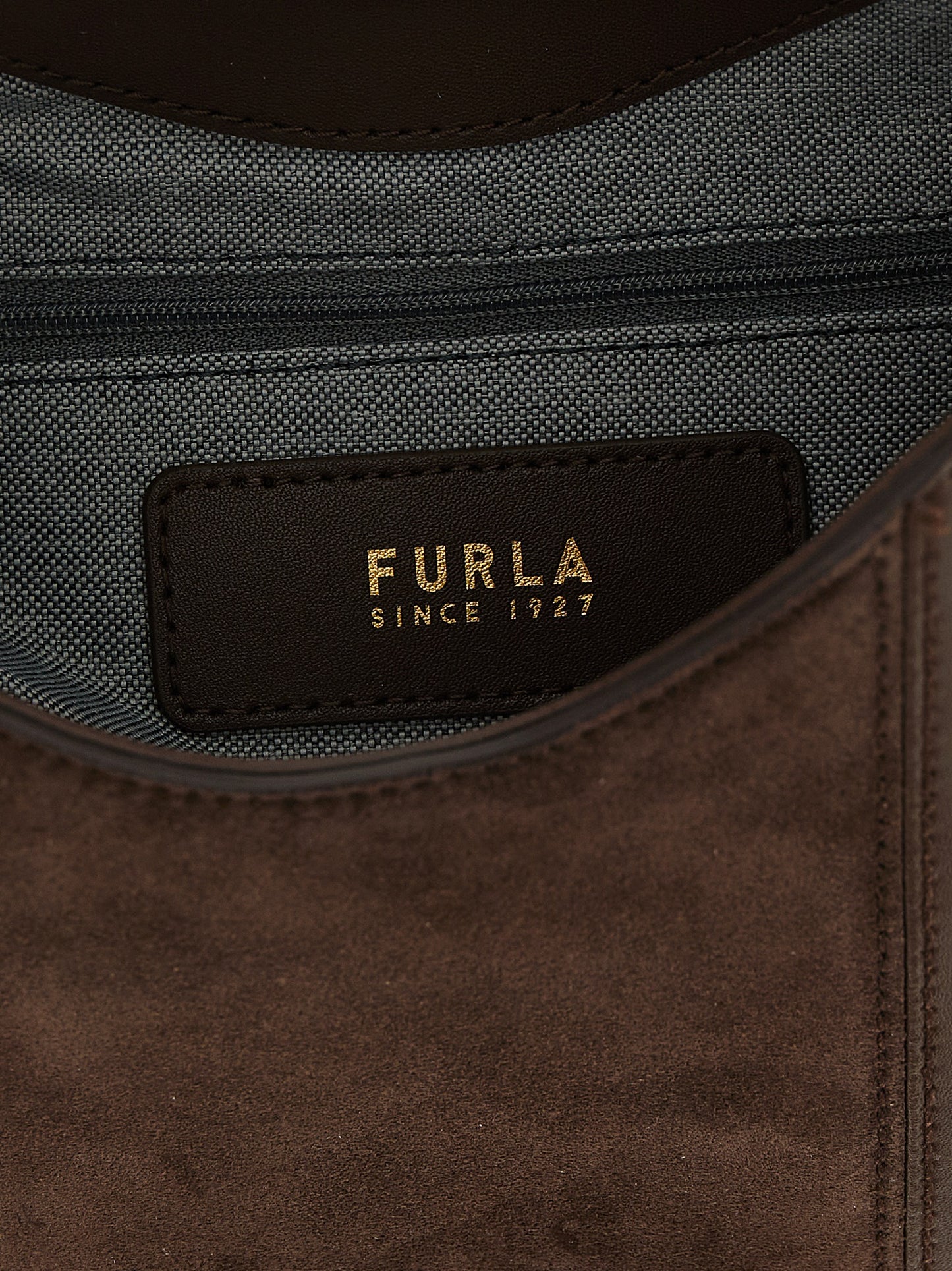 Shoulder Bag by Furla for women in calfskin leather brown & gold features a statuesque silhouette, showcasing a secure and statuesque with versatile shoulder-strap, adjustable-strap & handle for a statuesque finish.