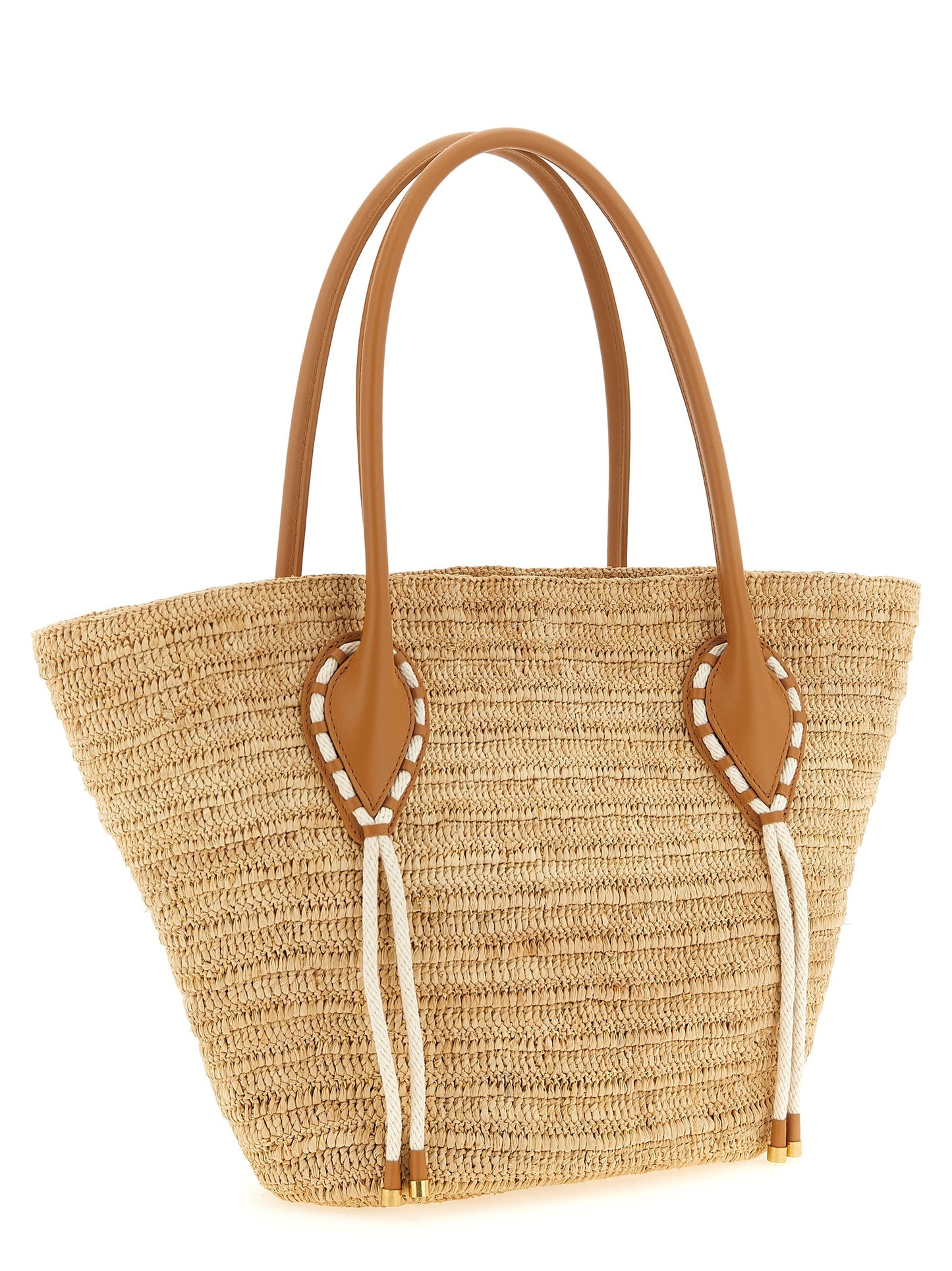 Large Shopper Tote Basket Bag by Christian Louboutin for women in polyurethane leather & rubber beige, brown, gold, white & signature showcases a statuesque Venus Polyurethane Leather & Rubber Large Shopper Tote Basket Bag design, featuring a secure , ample , and versatile handle for a statuesque finish.