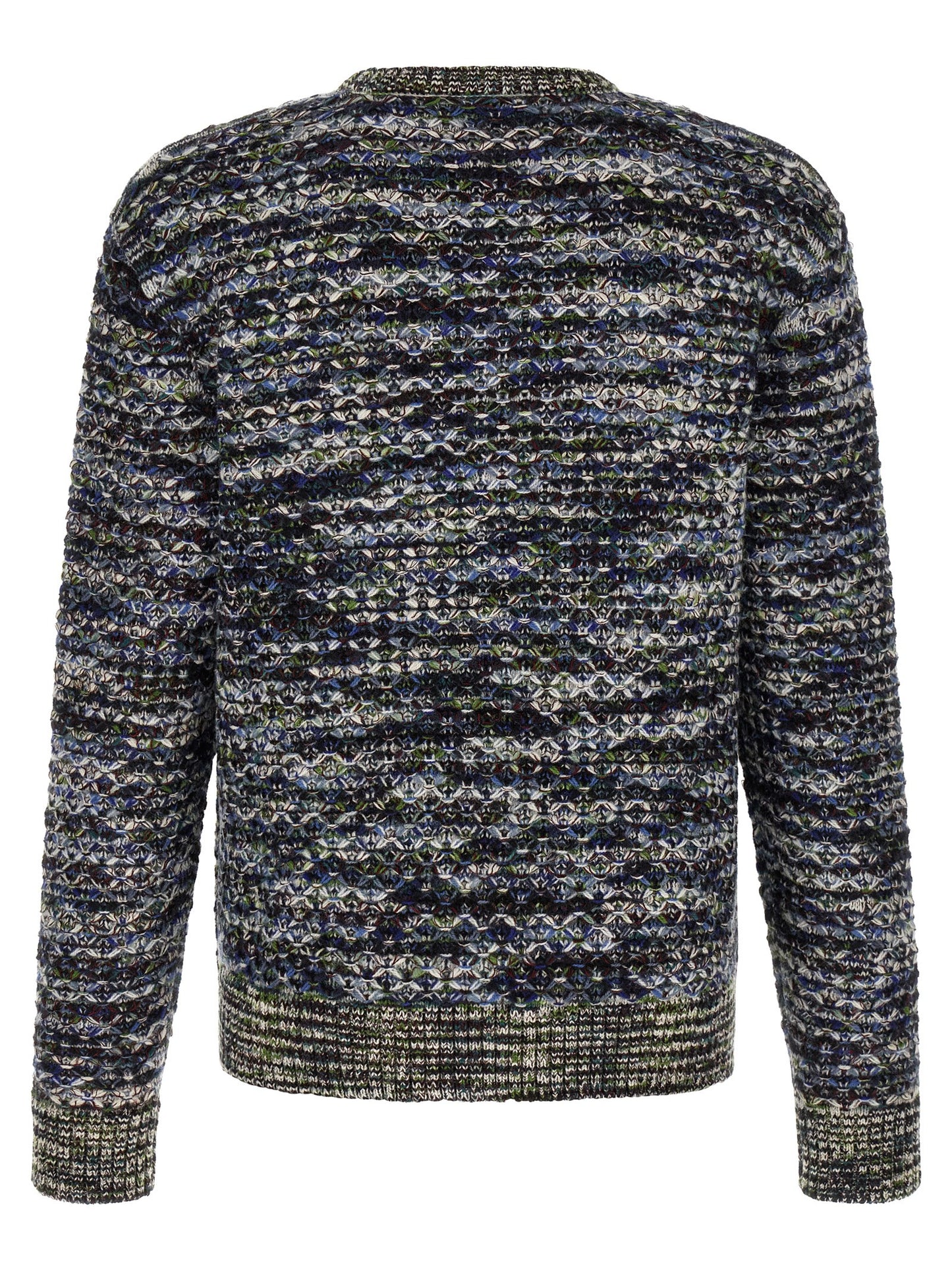 Cardigan by Missoni for men in wool & viscose black, blue, green, multicolor, white & patterned features an impeccable silhouette, showcasing a sophisticated crew neckline and detail for a truly impeccable finish.