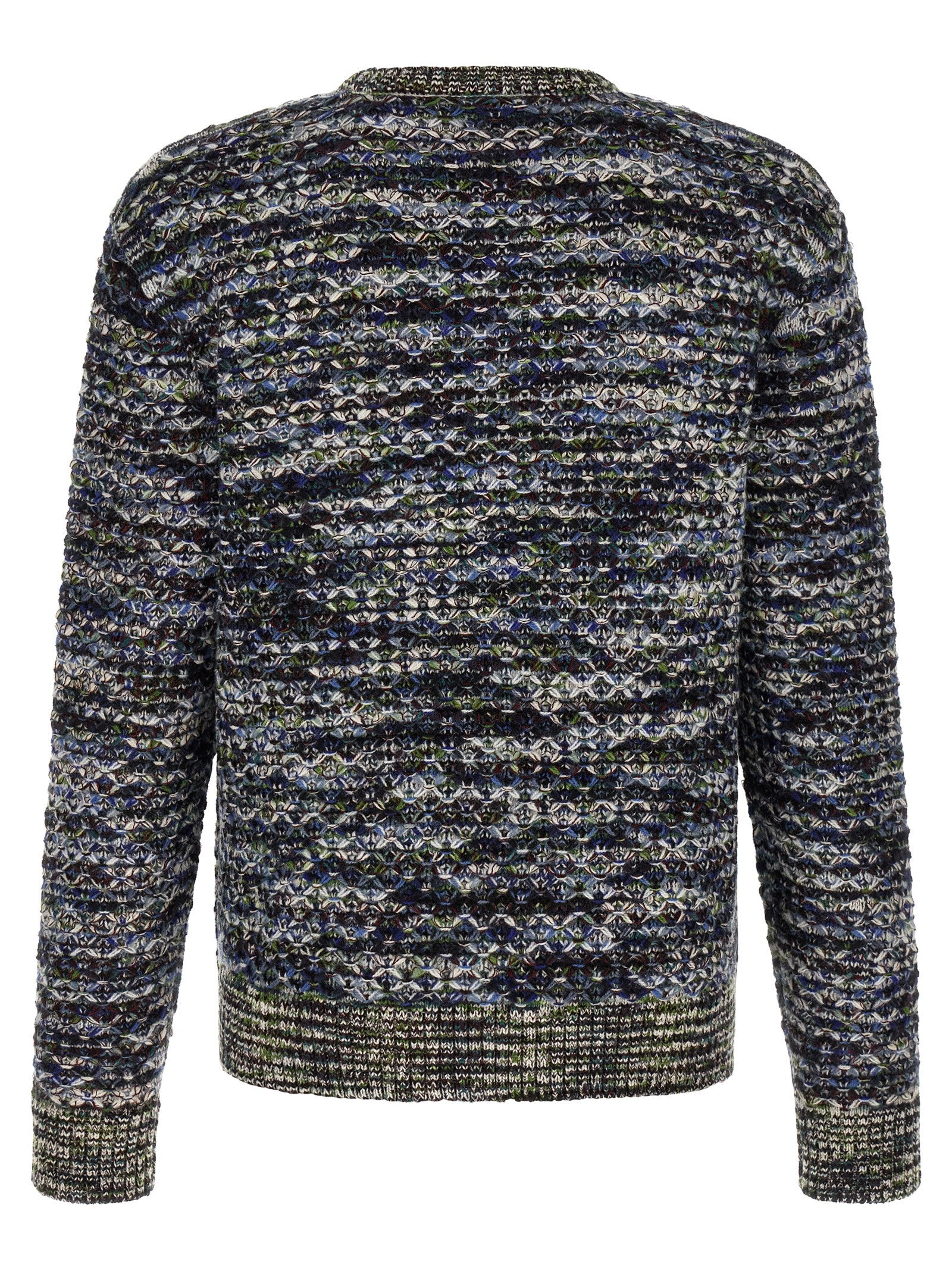 Cardigan by Missoni for men in wool & viscose black, blue, green, multicolor, white & patterned features an impeccable silhouette, showcasing a sophisticated crew neckline and detail for a truly impeccable finish.