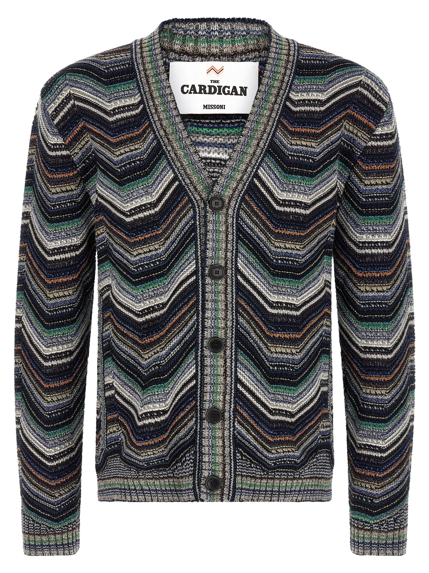 Cardigan by Missoni for men in cotton rayon & nylon multicolor & signature features an impeccable silhouette, showcasing a sophisticated v-neck neckline and detail for a truly impeccable finish.