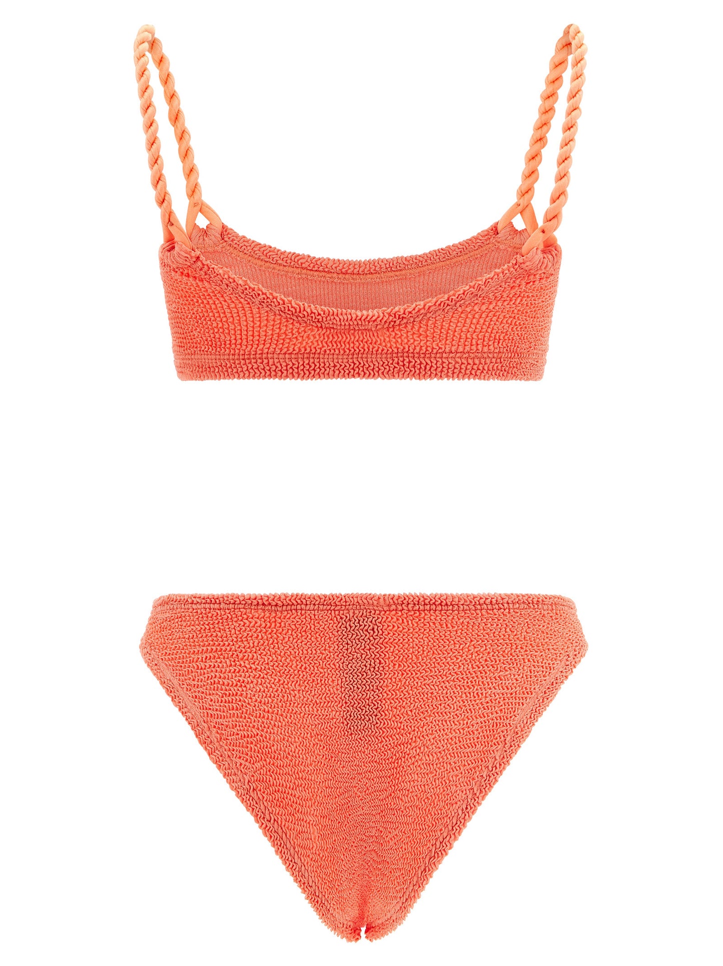 Bikini by Hunza G for women in stretch polyamide orange & signature presents a provocative silhouette, artfully capturing the essence of the provocative Phoebe Women's Stretch Polyamide Bikini design for a sophisticated look.