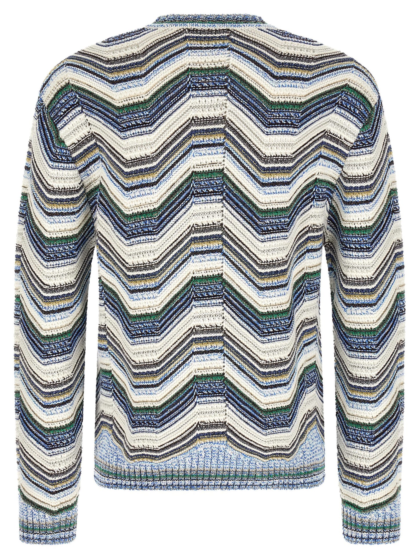 Cardigan by Missoni for men in polyamide cotton viscose metallized fiber wool multicolor & patterned showcases a luxurious silhouette, meticulously detailed with a sophisticated crew neckline and for a refined finish.