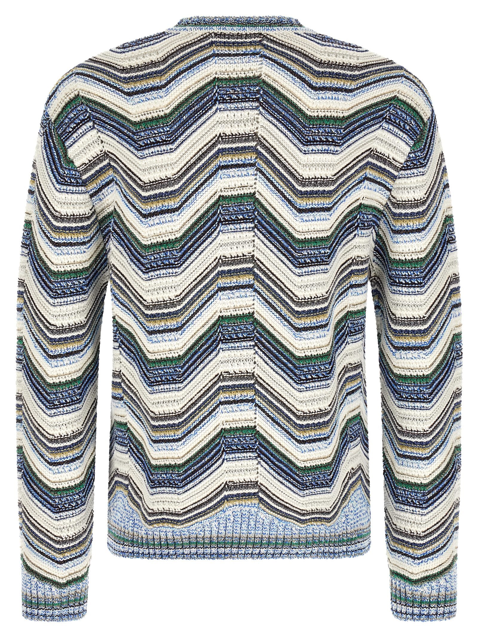 Cardigan by Missoni for men in polyamide cotton viscose metallized fiber wool multicolor & patterned showcases a luxurious silhouette, meticulously detailed with a sophisticated crew neckline and for a refined finish.