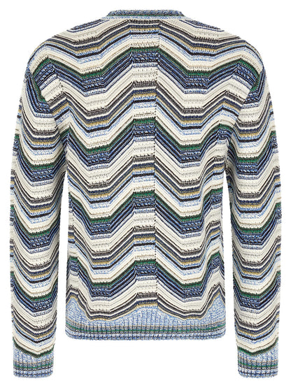 Cardigan by Missoni for men in polyamide cotton viscose metallized fiber wool multicolor & patterned showcases a luxurious silhouette, meticulously detailed with a sophisticated crew neckline and for a refined finish.