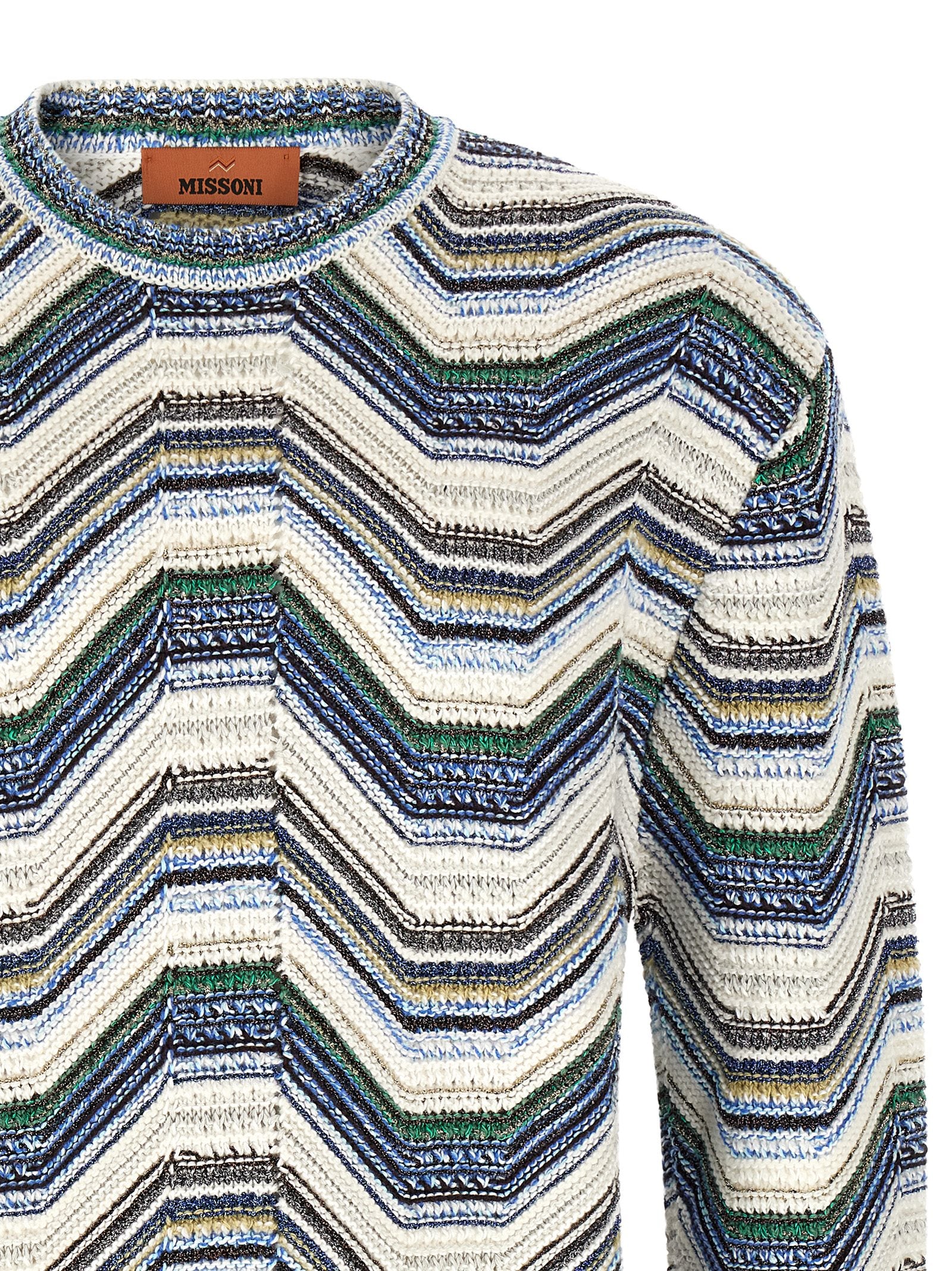 Cardigan by Missoni for men in polyamide cotton viscose metallized fiber wool multicolor & patterned features an crisp silhouette, showcasing a sophisticated crew neckline and detail for a truly crisp finish.