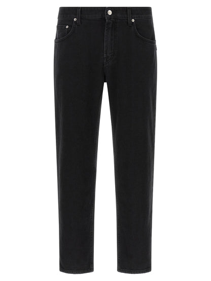 Jeans by Department 5 for men in stretch denim cotton polyester black, silver & signature features an sartorial straight-leg & cropped and cropped with a mid rise cut for a sartorial finish.