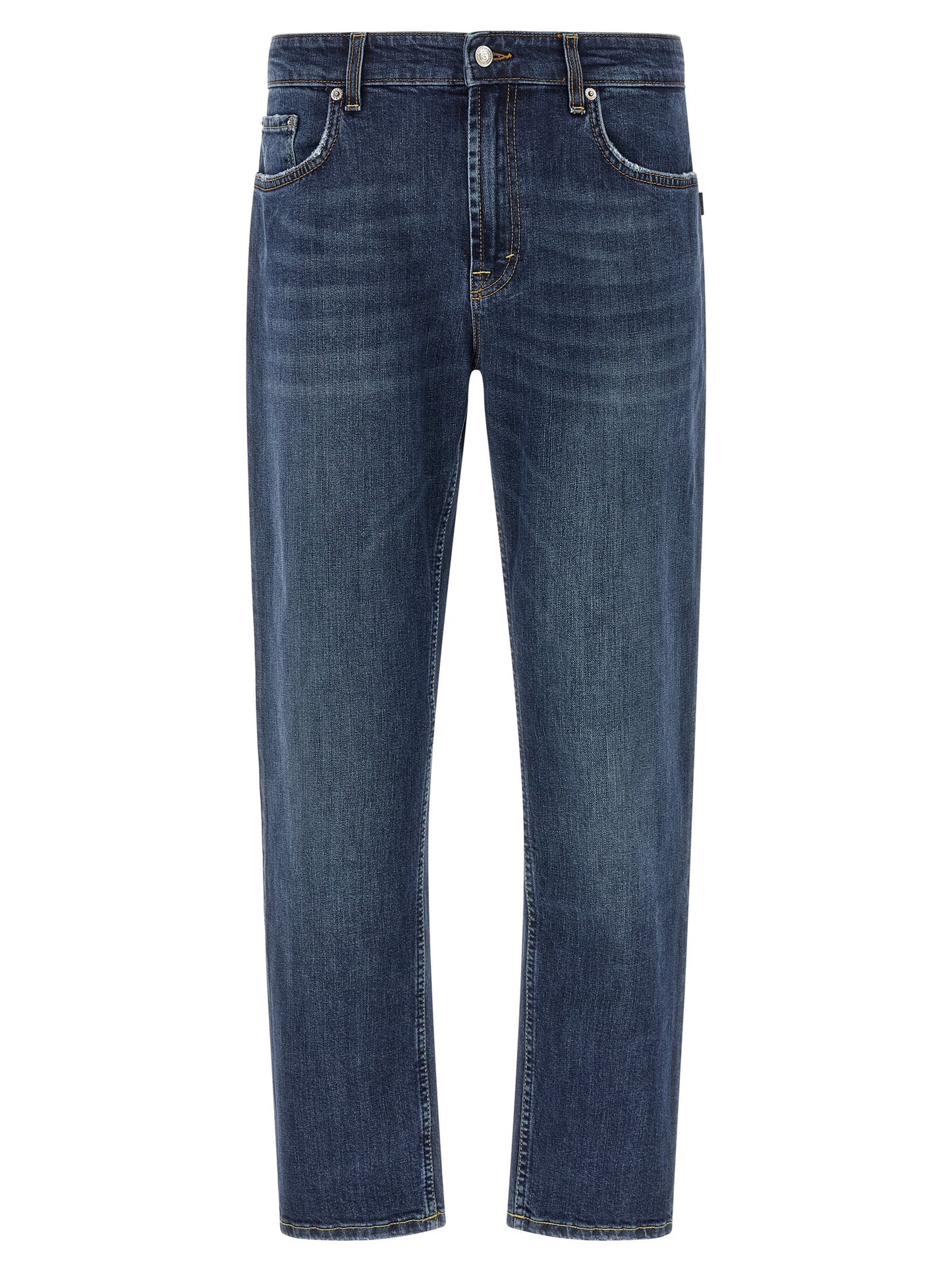 Jeans by Department 5 for men in stretch denim cotton dark-blue, silver & signature features an sartorial cropped and cropped with a cut for a sartorial finish.