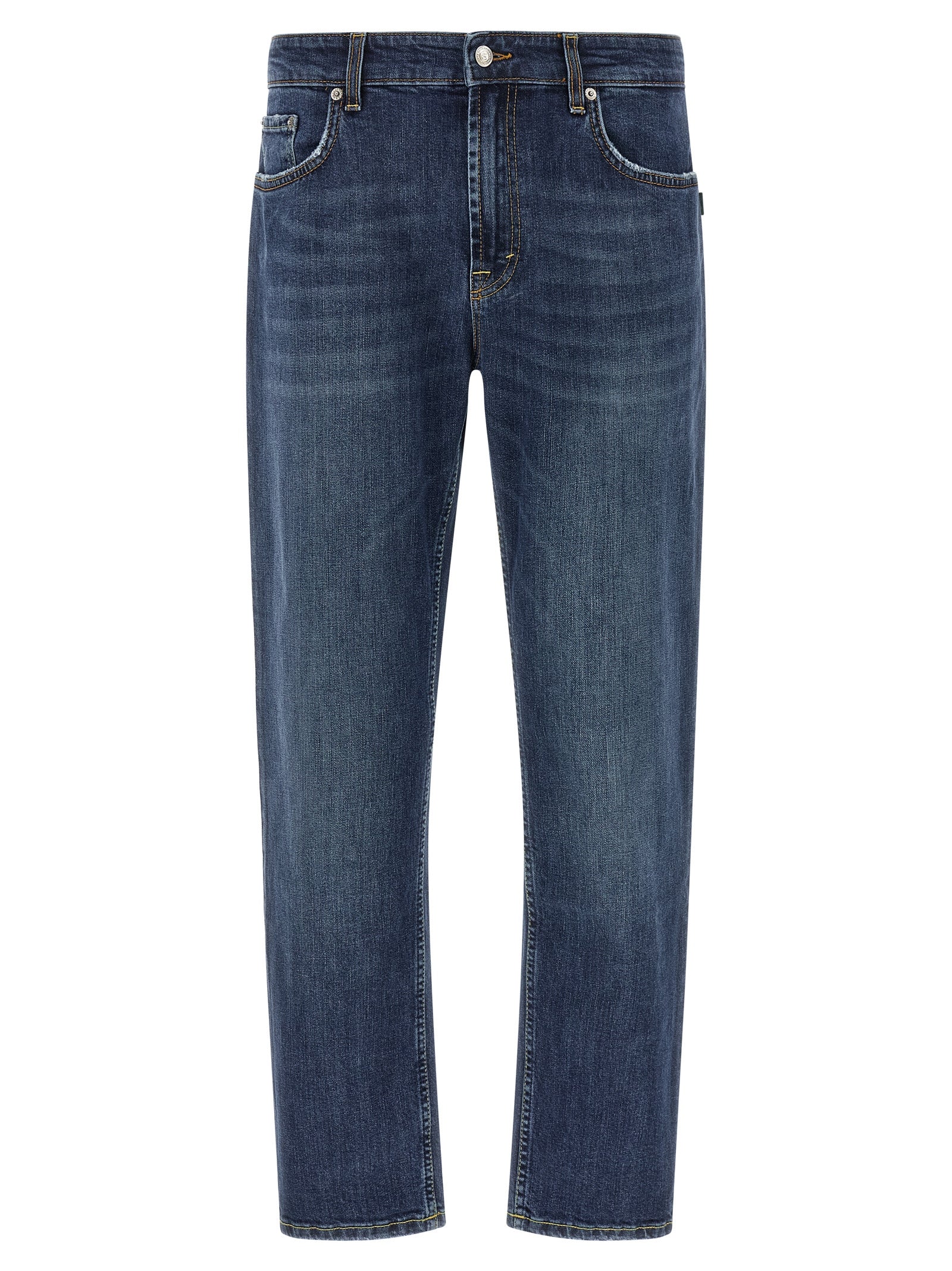 Jeans by Department 5 for men in stretch denim cotton dark-blue, silver & signature features an sartorial cropped and cropped with a cut for a sartorial finish.