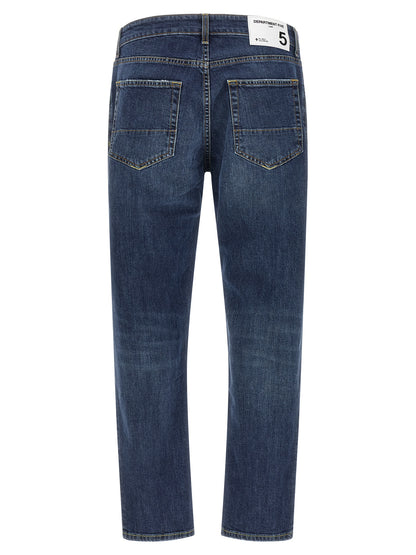 Jeans by Department 5 for men in stretch denim cotton dark-blue, silver & signature features an refined tailoring silhouette, showcasing a premium cropped with a and cropped cut for a refined tailoring look.