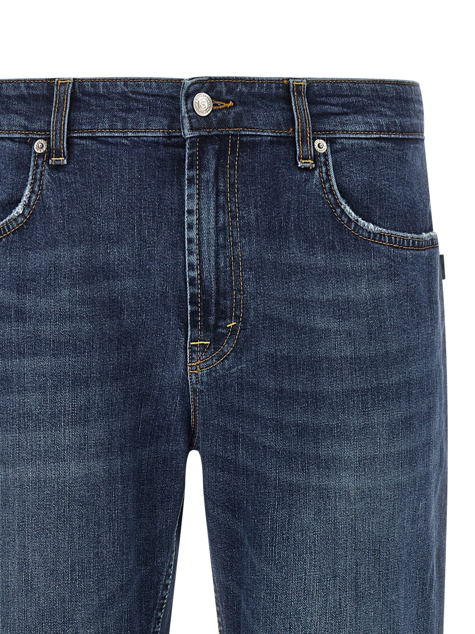 Jeans by Department 5 for men in stretch denim cotton dark-blue, silver & signature presents a tailored silhouette, showcasing a tailored cropped and cropped cut with a refined for a truly tailored aesthetic.