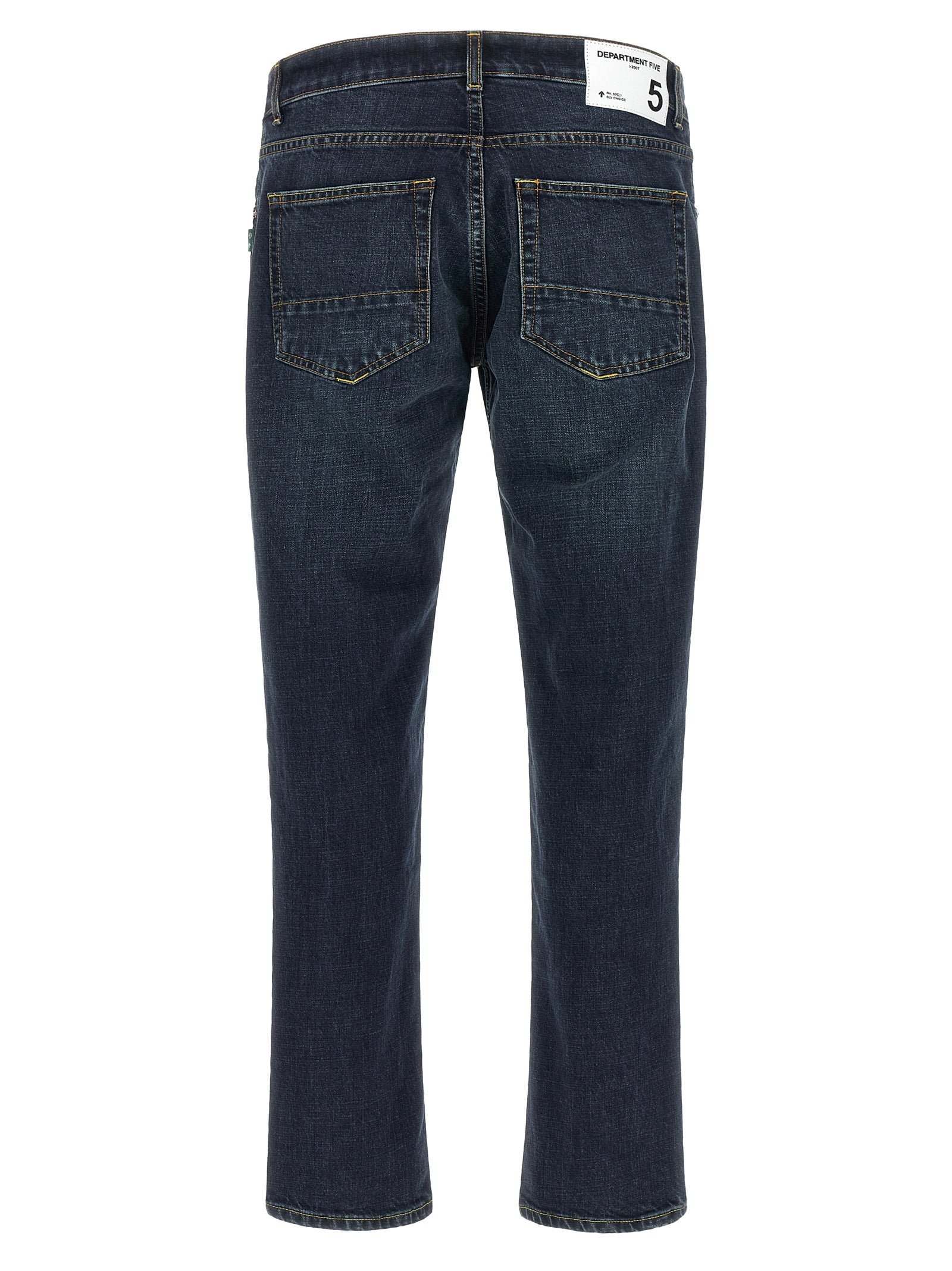 Jeans by Department 5 for men in stretch denim cotton blue & silver features an sophisticated mid rise and straight-leg & cropped with a precise cropped, creating a sophisticated and sophisticated silhouette.