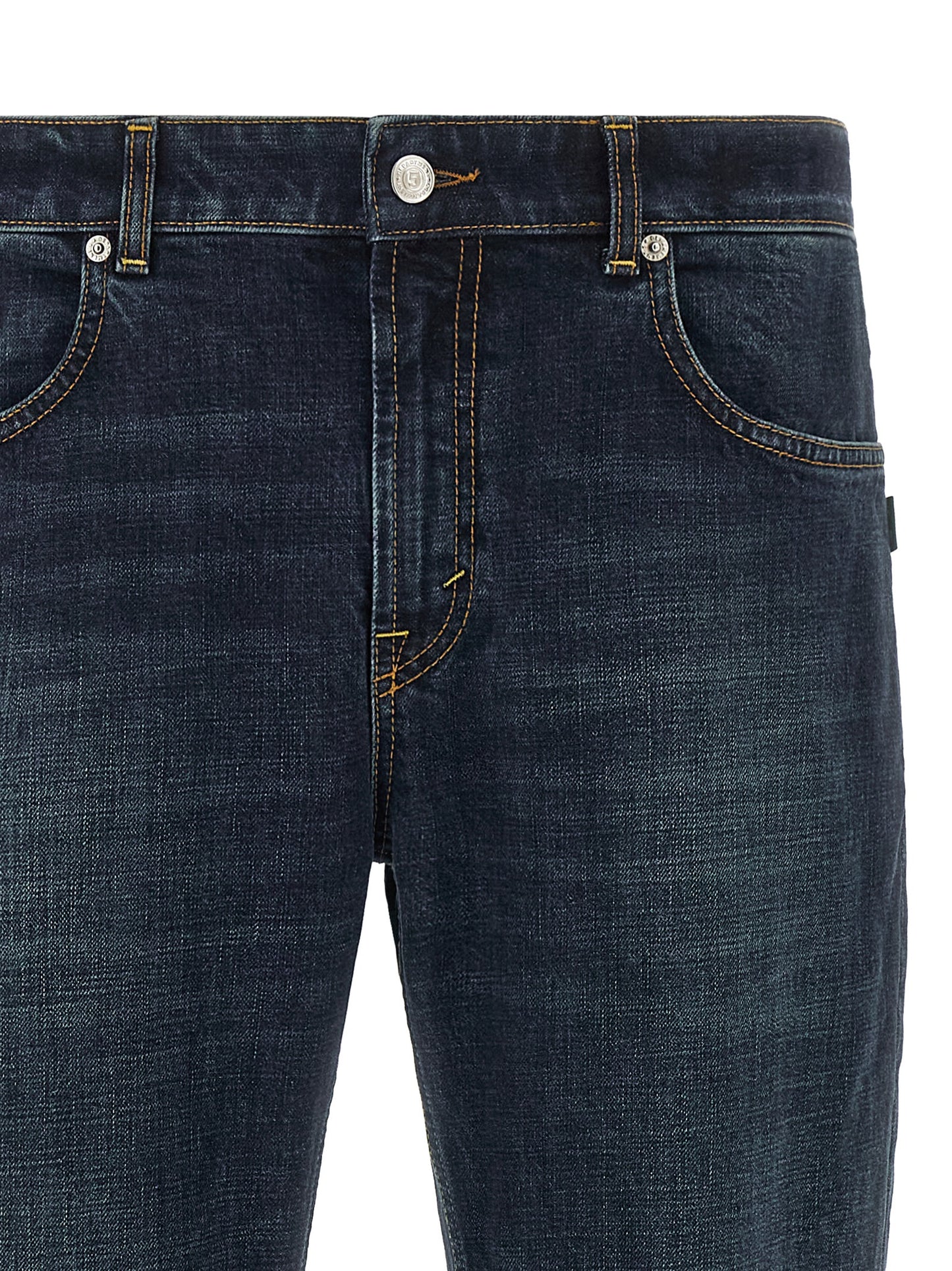 Jeans by Department 5 for men in stretch denim cotton blue & silver presents a tailored silhouette, showcasing a tailored straight-leg & cropped and cropped cut with a refined mid rise for a truly tailored aesthetic.