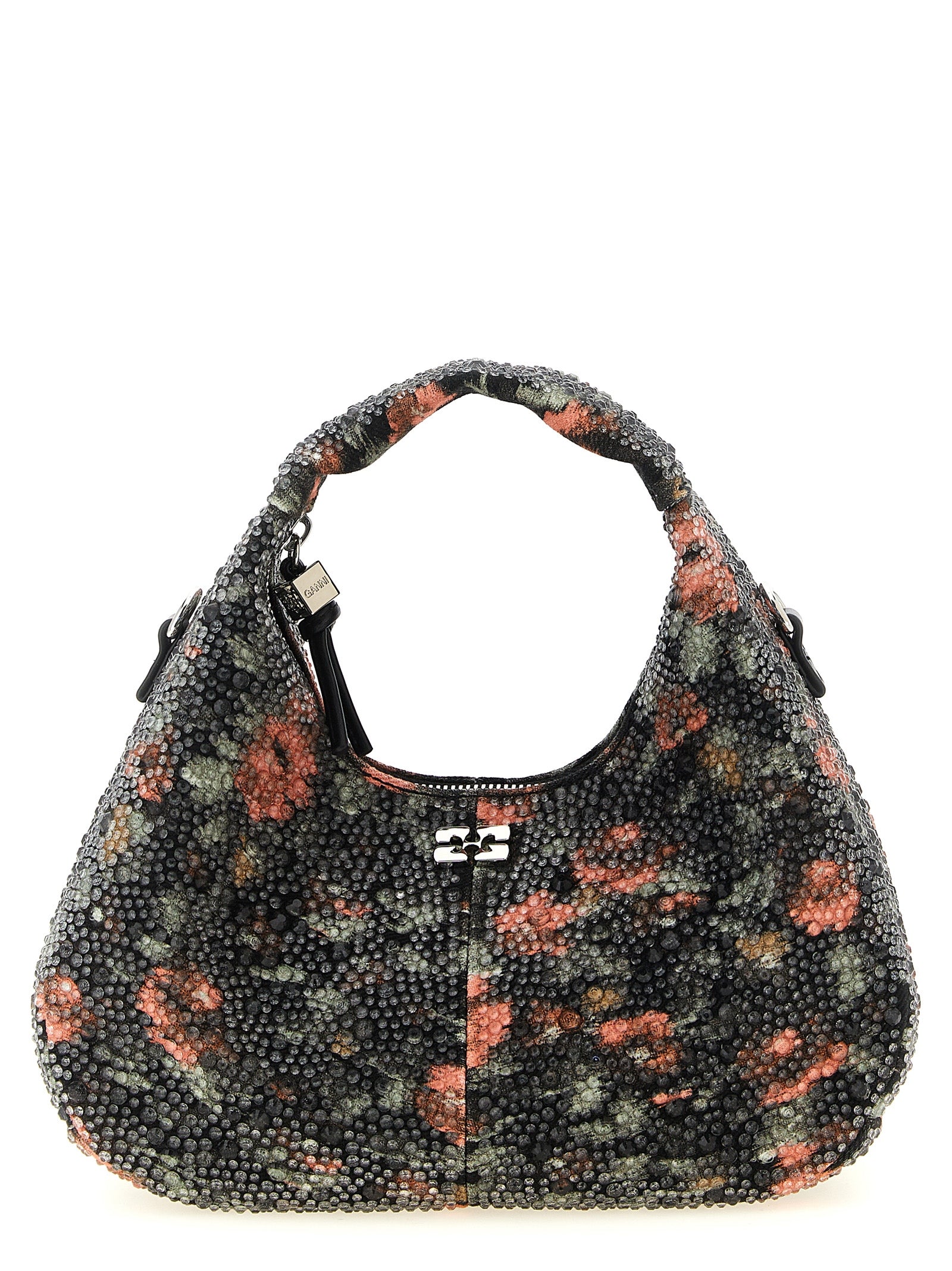 Mini Hobo Handbag by Ganni for women in stretch cotton multicolor, silver, floral & signature features a exquisite silhouette, showcasing a secure zipper and exquisite with versatile handle & adjustable-strap for a exquisite finish.