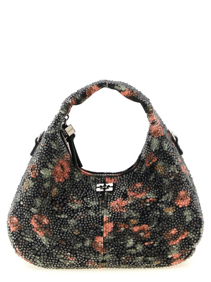Mini Hobo Handbag by Ganni for women in stretch cotton multicolor, silver, floral & signature features a exquisite silhouette, showcasing a secure zipper and exquisite with versatile handle & adjustable-strap for a exquisite finish.