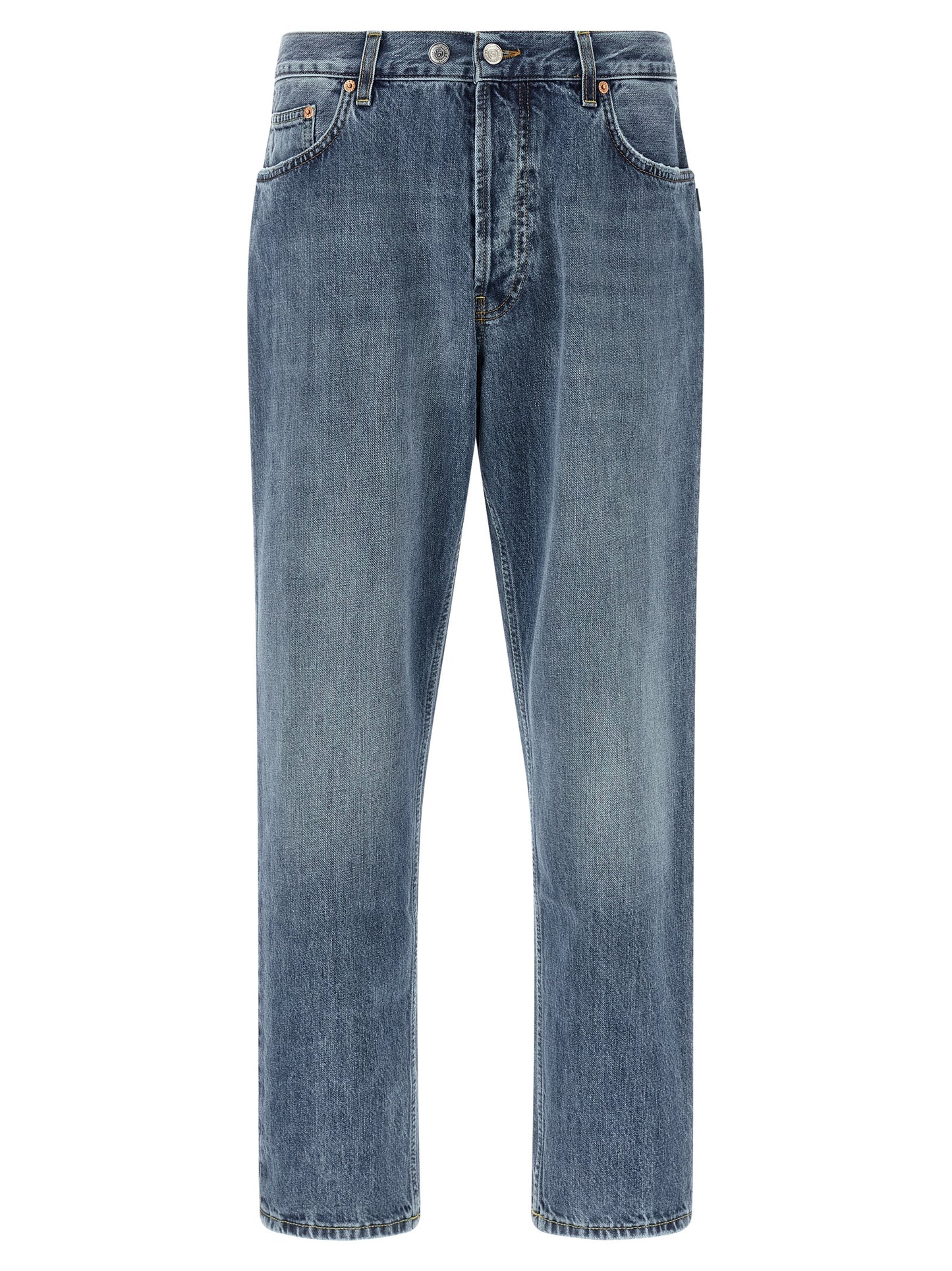 Jeans by Department 5 for men in denim cotton blue & white features an refined tailoring silhouette, showcasing a premium tapered-leg & cropped with a and cropped cut for a refined tailoring look.