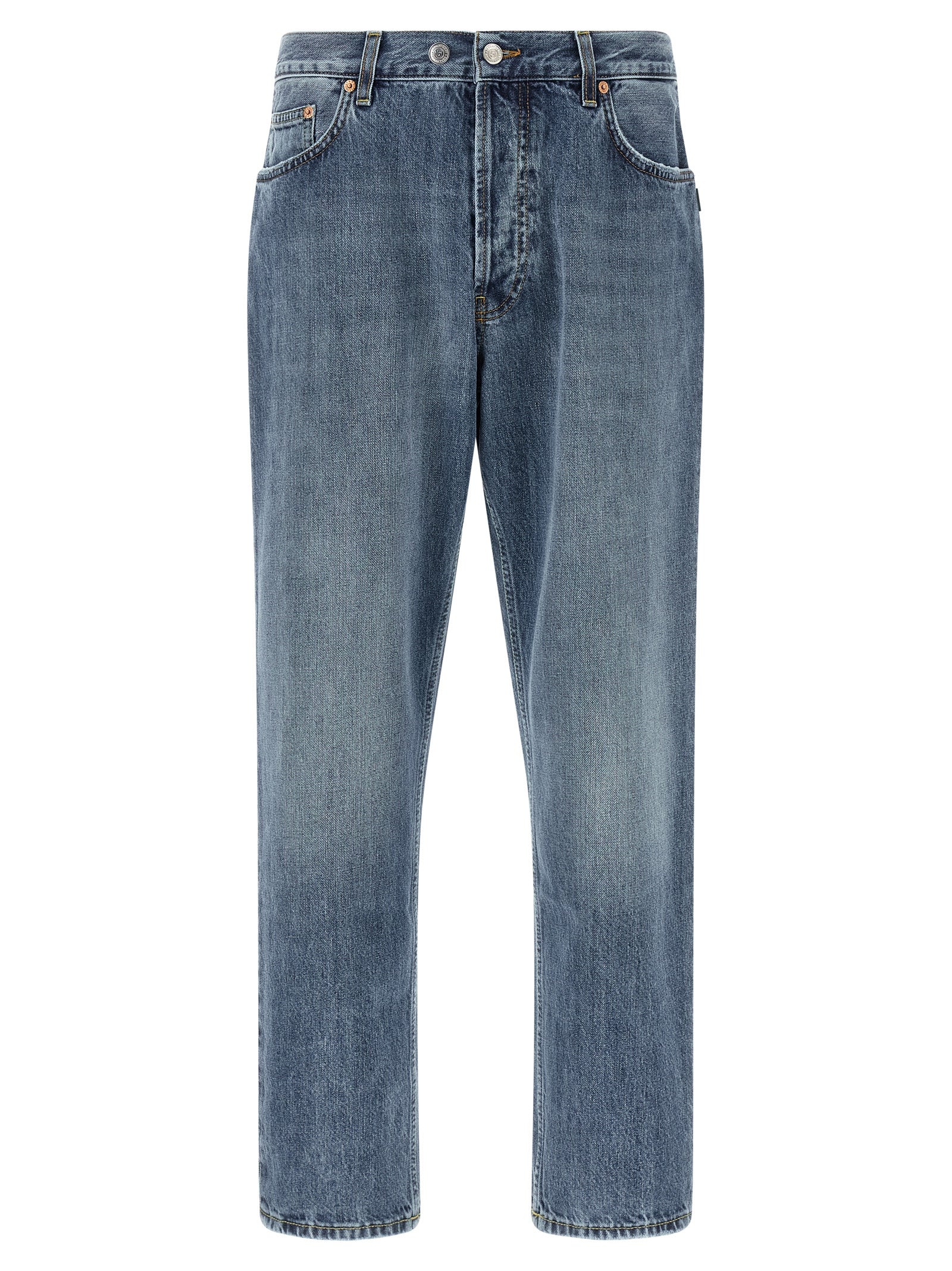 Jeans by Department 5 for men in denim cotton blue & white features an refined tailoring silhouette, showcasing a premium tapered-leg & cropped with a and cropped cut for a refined tailoring look.