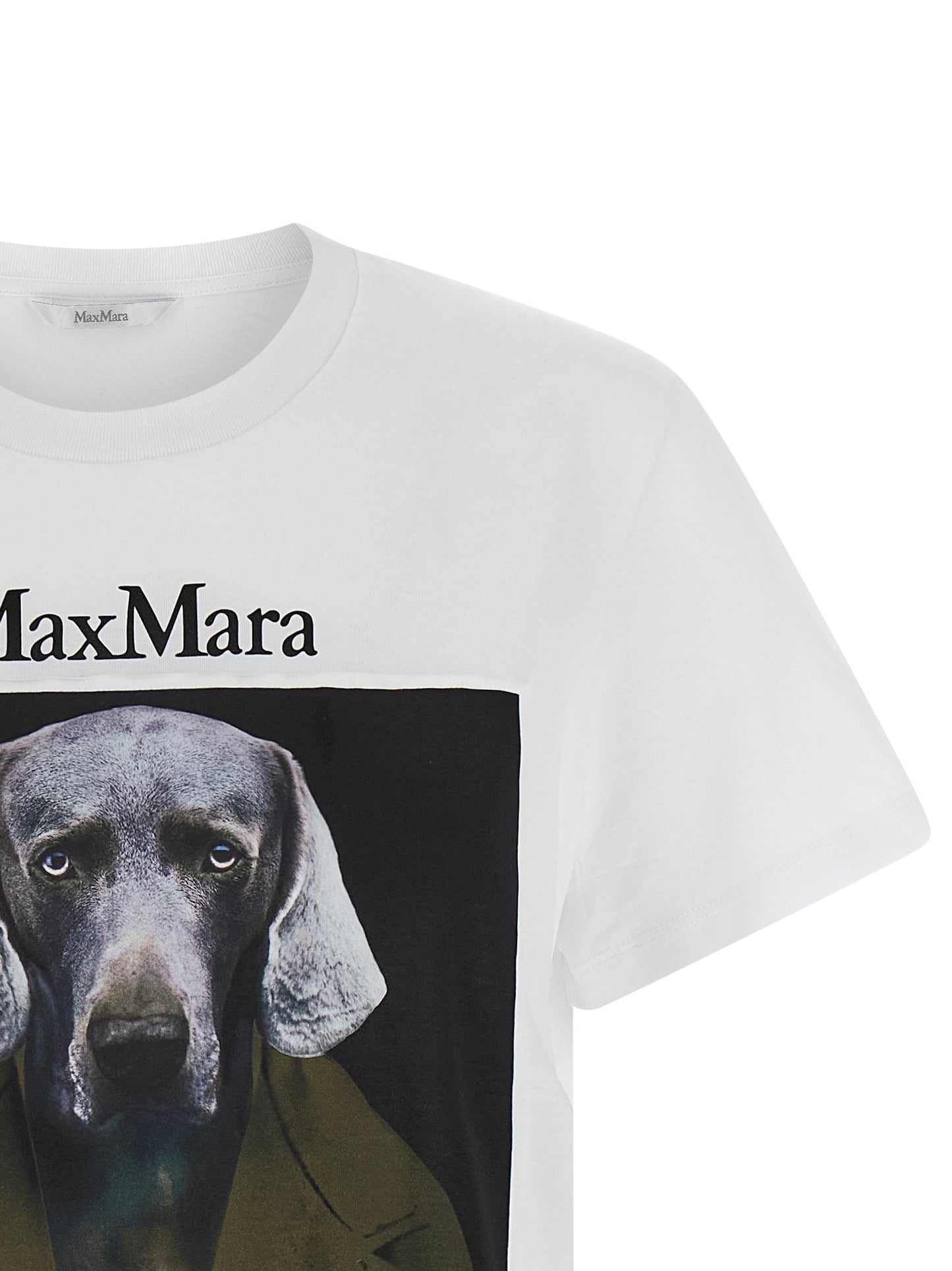 T-Shirt by Max Mara for women in cotton white, signature & print features an edgy silhouette, meticulously detailed with a sophisticated and for a truly edgy finish.