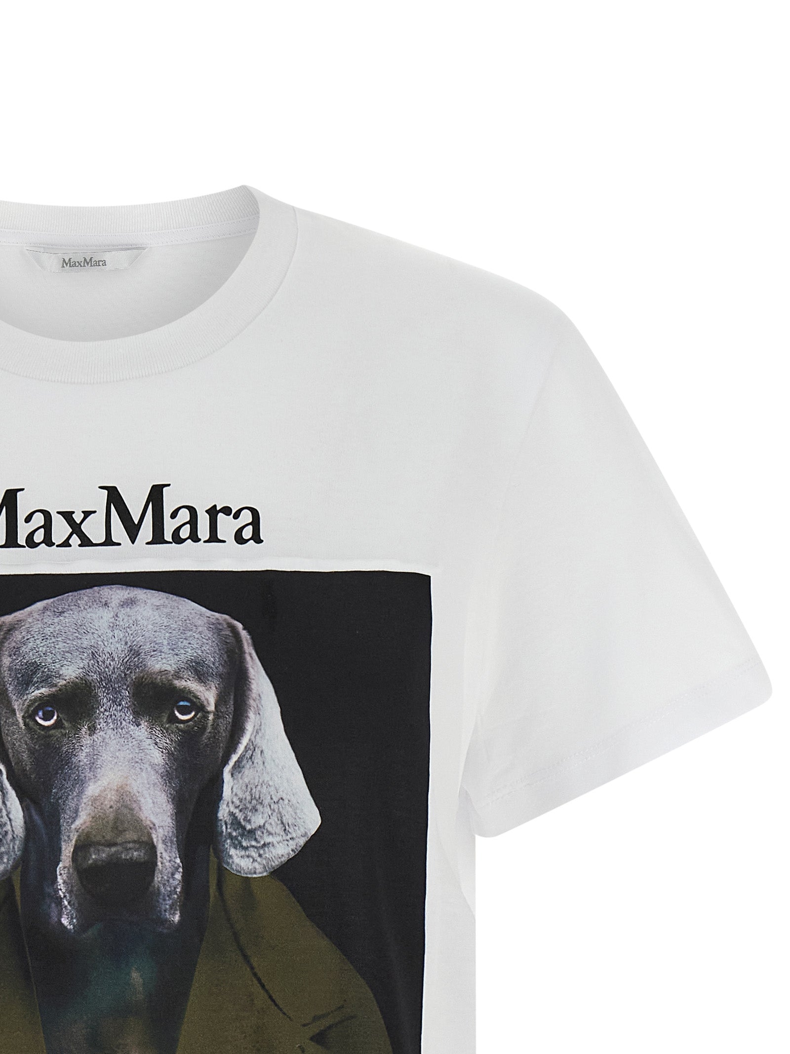 T-Shirt by Max Mara for women in cotton white, signature & print features an edgy silhouette, meticulously detailed with a sophisticated and for a truly edgy finish.
