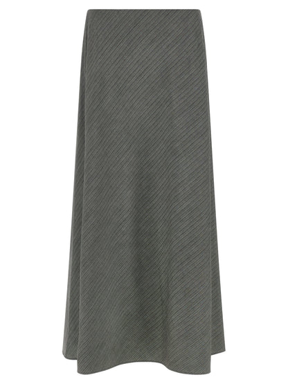 Skirt by Alberta Ferretti for women in viscose & virgin wool gray & chevron features a sublime silhouette, showcasing the sublime design of the Women's Tailored Flared Viscose & Virgin Wool Mini Skirt in a sophisticated mini.