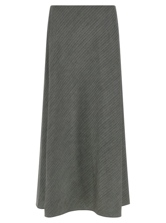 Skirt by Alberta Ferretti for women in viscose & virgin wool gray & chevron features a sublime silhouette, showcasing the sublime design of the Women's Tailored Flared Viscose & Virgin Wool Mini Skirt in a sophisticated mini.