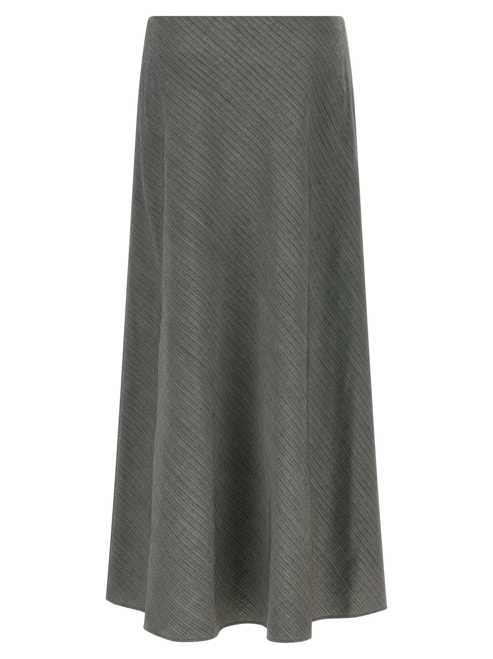 Skirt by Alberta Ferretti for women in viscose & virgin wool gray & chevron features a captivating silhouette, showcasing the captivating Women's Tailored Flared Viscose & Virgin Wool Mini Skirt design with a sophisticated mini for a captivating look.