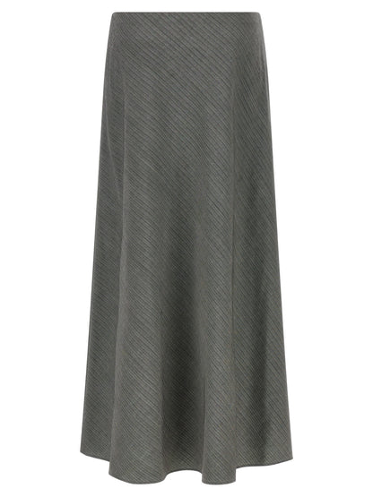 Skirt by Alberta Ferretti for women in viscose & virgin wool gray & chevron features a captivating silhouette, showcasing the captivating Women's Tailored Flared Viscose & Virgin Wool Mini Skirt design with a sophisticated mini for a captivating look.