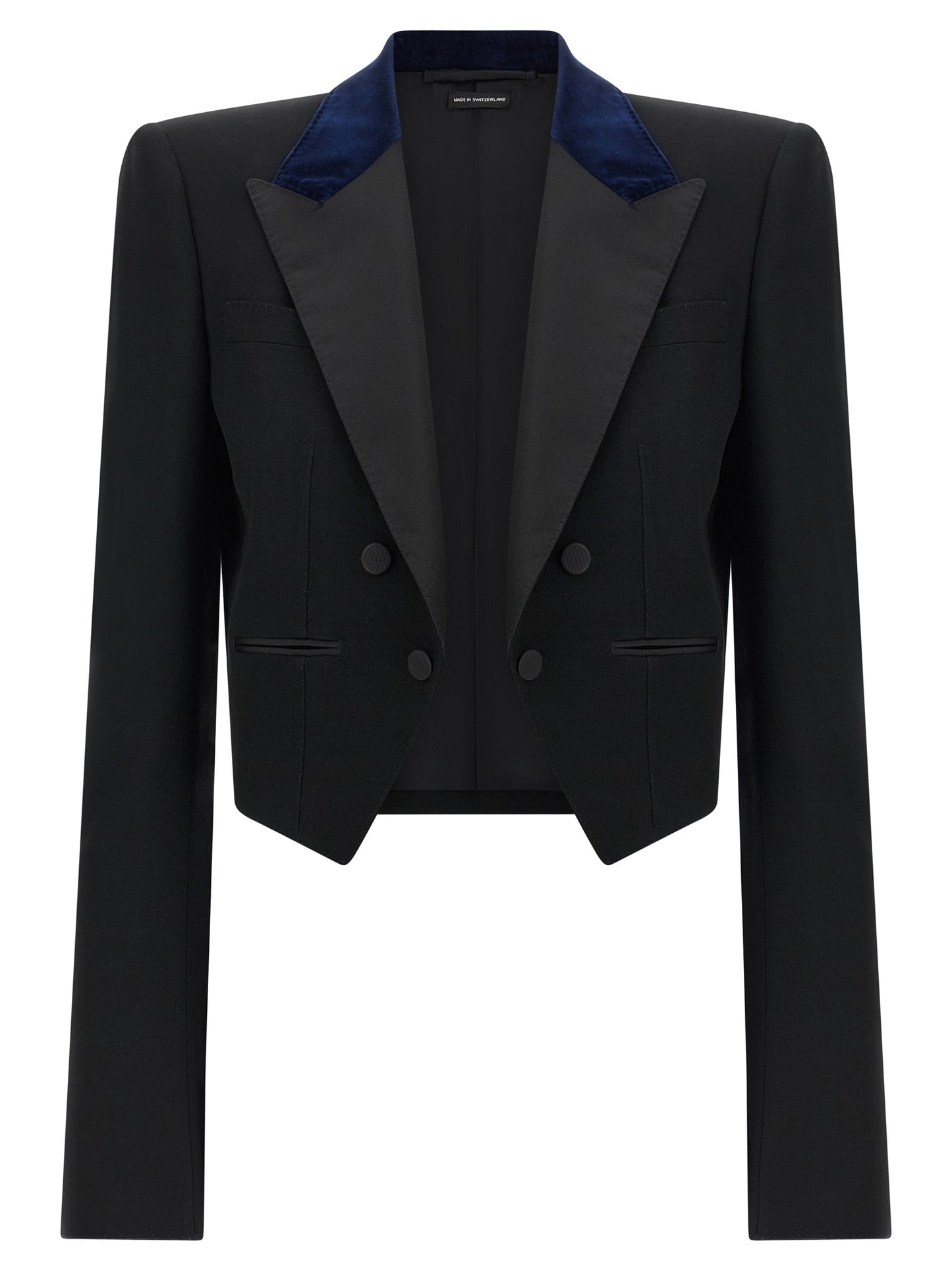 Blazer by Tom Ford for women in wool satin velvet black & dark-blue features an stylish silhouette, showcasing a sophisticated and stylish for a truly stylish finish.