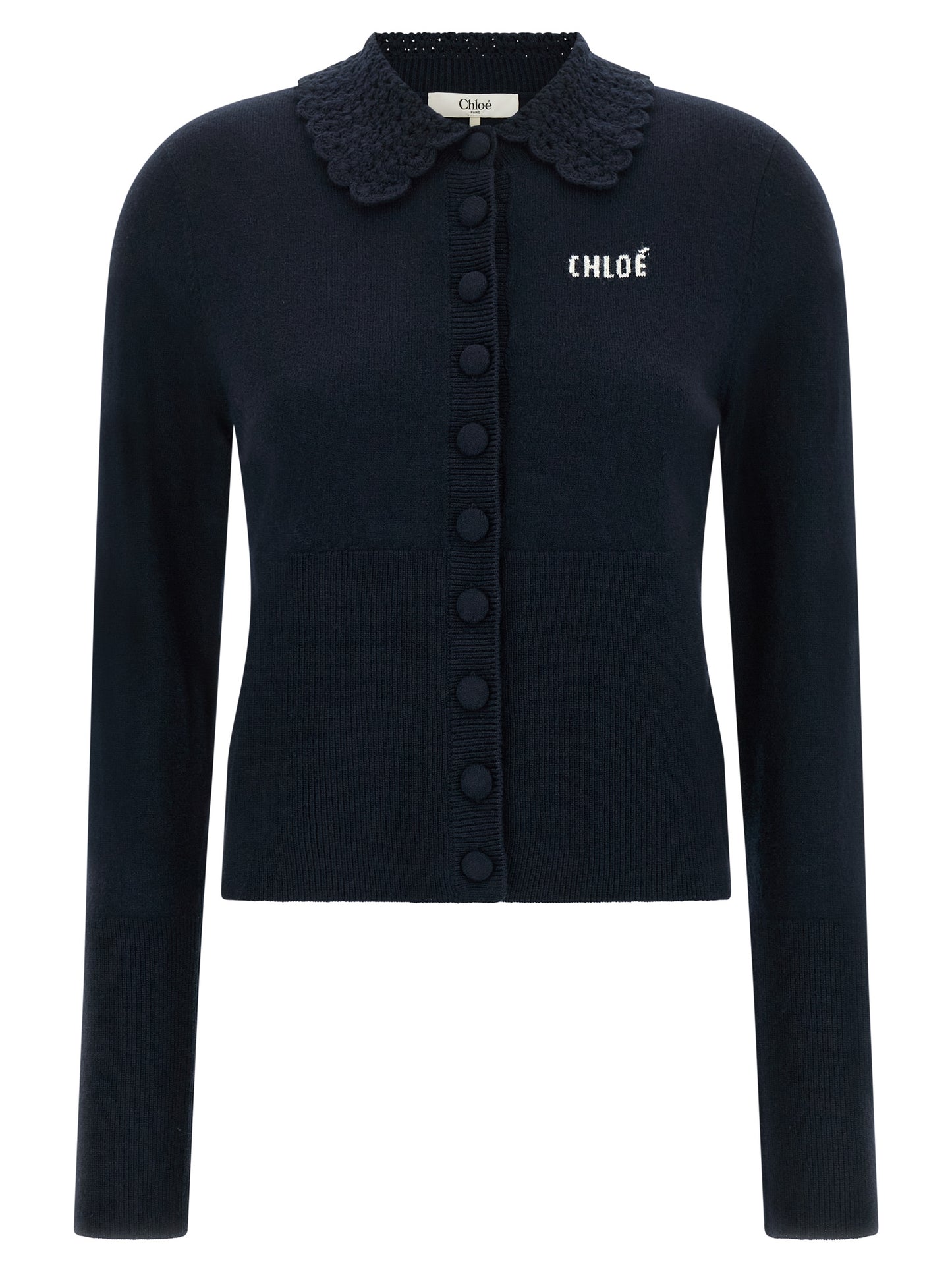 Cardigan by Chloé for women in wool navy features a nuanced silhouette with a refined and nuanced detailing for a sophisticated look.
