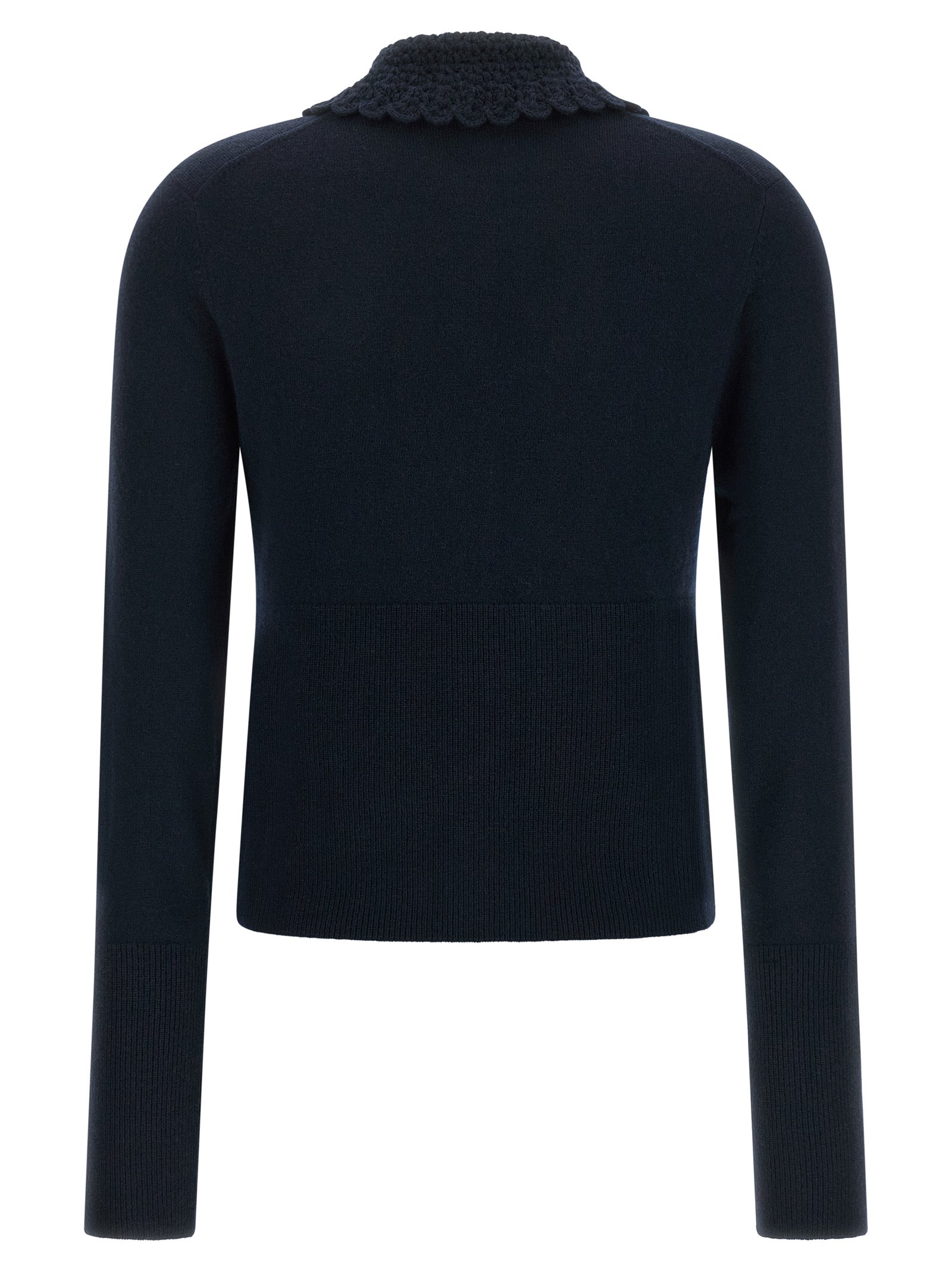 Cardigan by Chloé for women in wool navy features an impeccable silhouette, showcasing a sophisticated and detail for a truly impeccable finish.