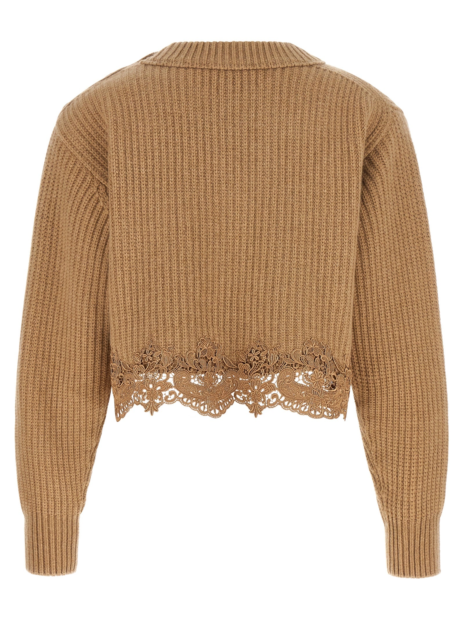 Cardigan by Chloé for women in cashmere wool beige features an crisp silhouette, showcasing a sophisticated round neckline and detail for a truly crisp finish.
