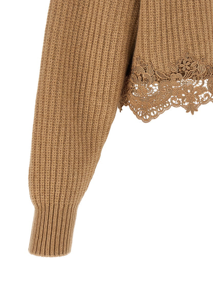 Cardigan by Chloé for women in cashmere wool beige showcases a captivating silhouette, artfully detailed with a captivating and for a truly sophisticated captivating look.