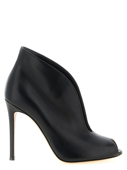Stiletto Ankle Boots by Gianvito Rossi for women in nappa lamb leather black & gold features an avant-garde Women's Nappa Lamb Leather Stiletto Ankle Boots silhouette, defined by a sophisticated stiletto and a avant-garde .