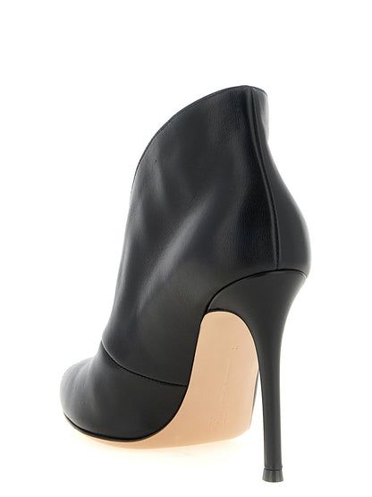 Stiletto Ankle Boots by Gianvito Rossi for women in nappa lamb leather black & gold features an dynamic silhouette, showcasing the dynamic Women's Nappa Lamb Leather Stiletto Ankle Boots design with its distinctive stiletto and elegant .