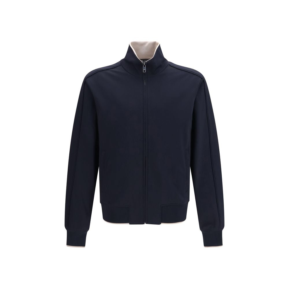 Jacket by Dolce & Gabbana for men in stretch polyamide blue showcases a enveloping silhouette, artfully detailed with a enveloping high-neck neckline and premium pockets for a truly enveloping finish.