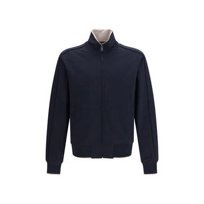Jacket by Dolce & Gabbana for men in stretch polyamide blue showcases a enveloping silhouette, artfully detailed with a enveloping high-neck neckline and premium pockets for a truly enveloping finish.