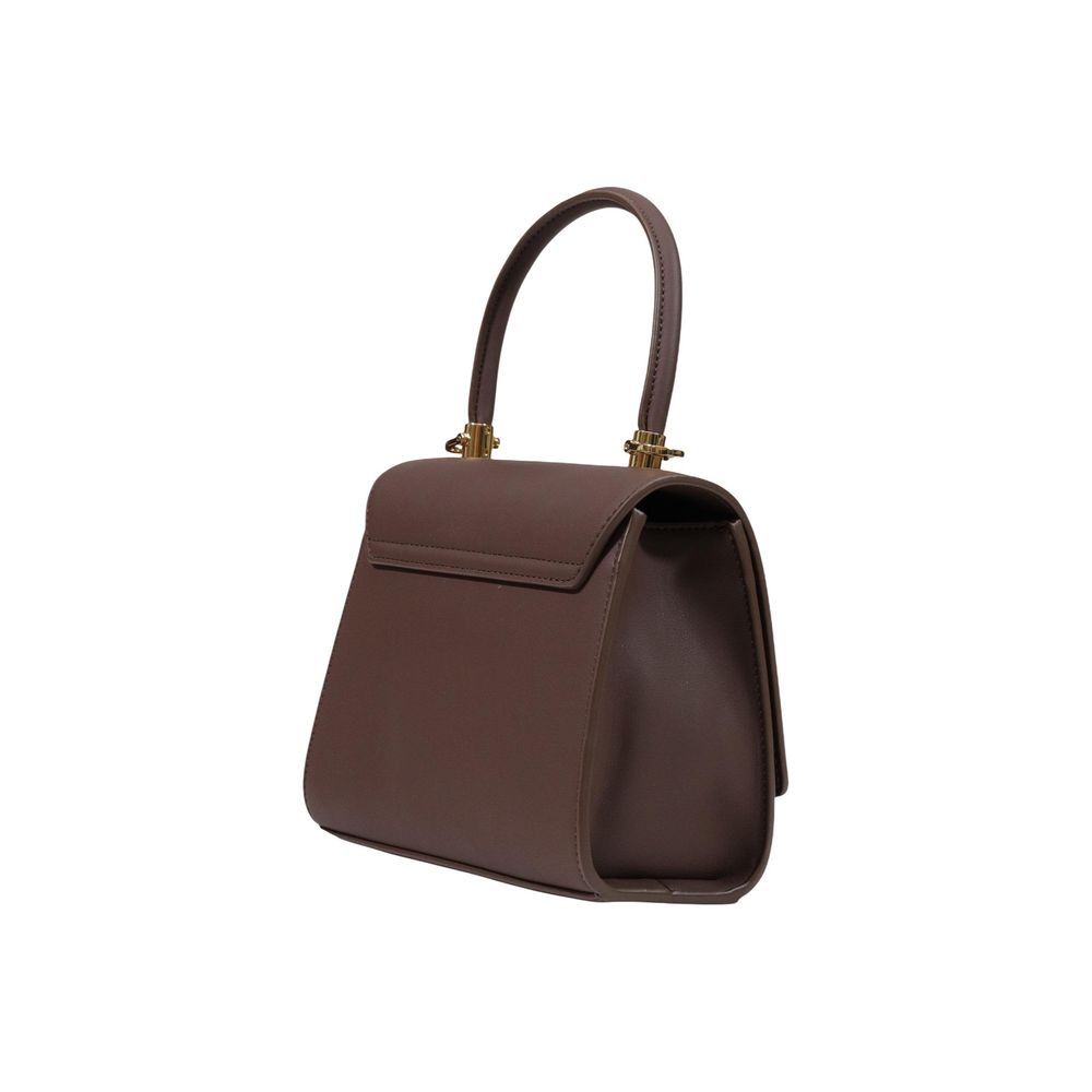 Small Flap Handbag by Love Moschino for women in polyethylene & polyurethane brown & gold features an refined silhouette, showcasing a secure flap, ample , and versatile handle for a sophisticated refined aesthetic.