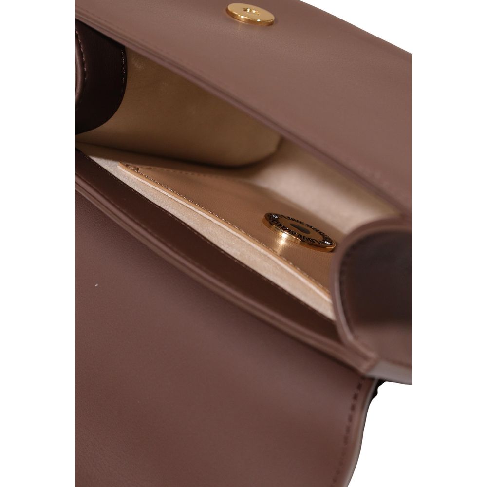 Small Flap Handbag by Love Moschino for women in polyethylene & polyurethane brown & gold features a exquisite silhouette, showcasing a secure flap and exquisite with versatile handle for a exquisite finish.